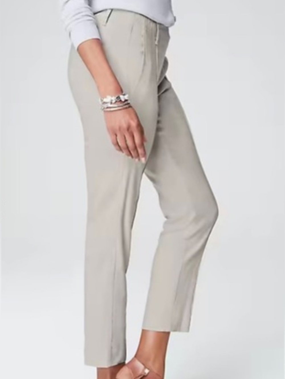 J Jill Womens Linen Blend Pants Gray NWT XLP Pintucked Straight Stretch Slim Leg - Picture 2 of 10